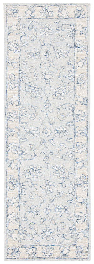 Micro-Loop 535 Contemporary Hand Tufted 100% Wool Pile Rug Blue / Beige