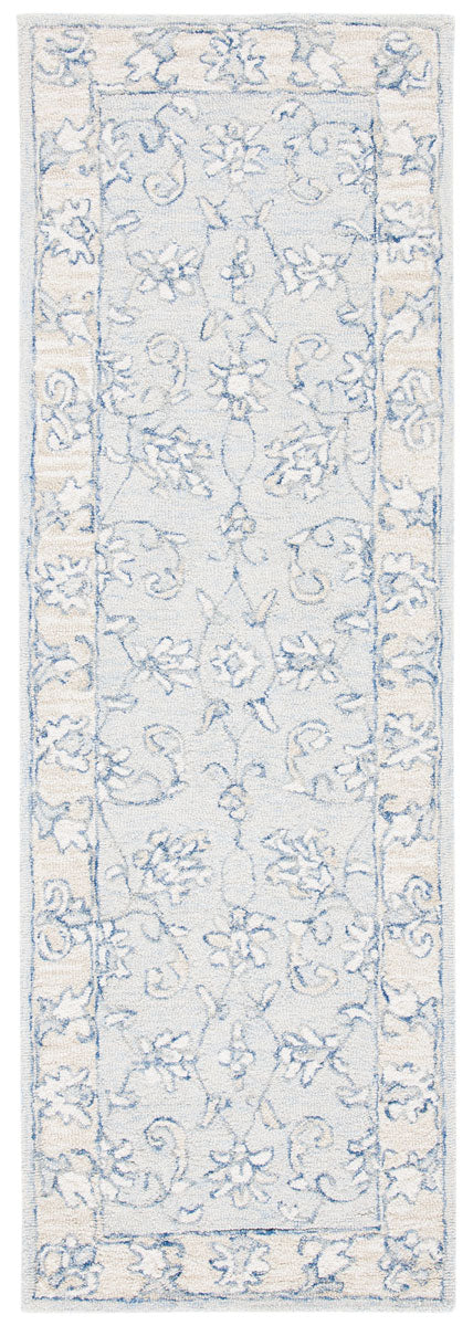 Micro-Loop 535 Contemporary Hand Tufted 100% Wool Pile Rug Blue / Beige