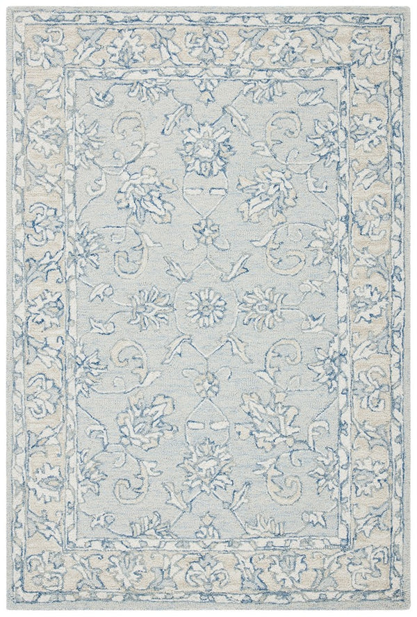 Micro-Loop 535 Contemporary Hand Tufted 100% Wool Pile Rug Blue / Beige