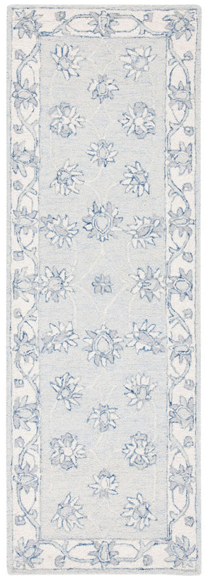 Micro-Loop 536 Contemporary Hand Tufted 100% Wool Pile Rug Light Blue / Ivory