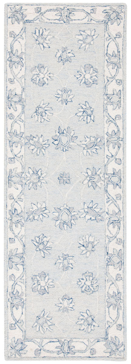 Micro-Loop 536 Contemporary Hand Tufted 100% Wool Pile Rug Light Blue / Ivory