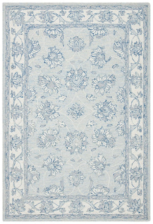 Micro-Loop 536 Contemporary Hand Tufted 100% Wool Pile Rug Light Blue / Ivory