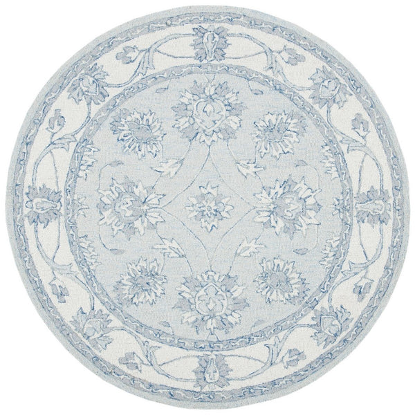 Micro-Loop 536 Contemporary Hand Tufted 100% Wool Pile Rug Light Blue / Ivory