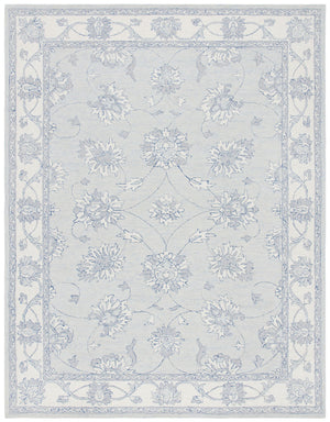 Micro-Loop 536 Contemporary Hand Tufted 100% Wool Pile Rug Light Blue / Ivory
