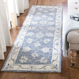 Micro-Loop 536 Contemporary Hand Tufted 100% Wool Pile Rug Blue / Ivory
