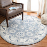Micro-Loop 536 Contemporary Hand Tufted 100% Wool Pile Rug Blue / Ivory