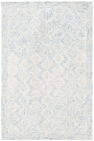 Micro-Loop 538 Contemporary Hand Tufted 100% Wool Pile Rug Blue / Ivory