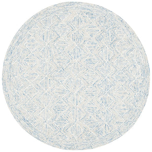 Micro-Loop 538 Contemporary Hand Tufted 100% Wool Pile Rug Blue / Ivory