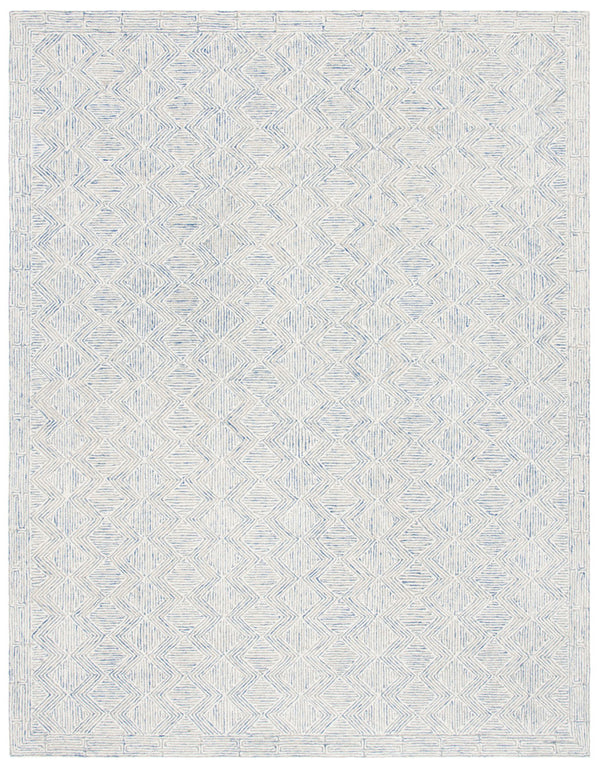 Micro-Loop 538 Contemporary Hand Tufted 100% Wool Pile Rug Blue / Ivory