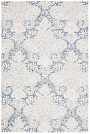 Micro-Loop 539 Contemporary Hand Tufted 100% Wool Pile Rug Blue / Ivory