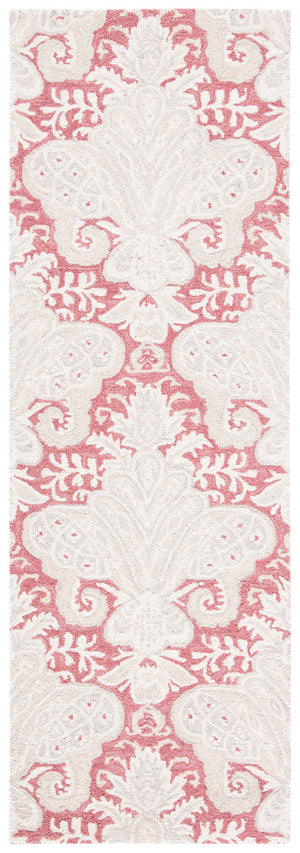 Micro-Loop 539 Contemporary Hand Tufted 100% Wool Pile Rug Pink / Beige
