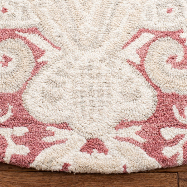 Micro-Loop 539 Contemporary Hand Tufted 100% Wool Pile Rug Pink / Beige