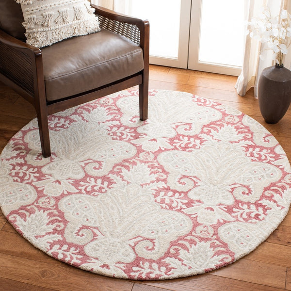 Micro-Loop 539 Contemporary Hand Tufted 100% Wool Pile Rug Pink / Beige