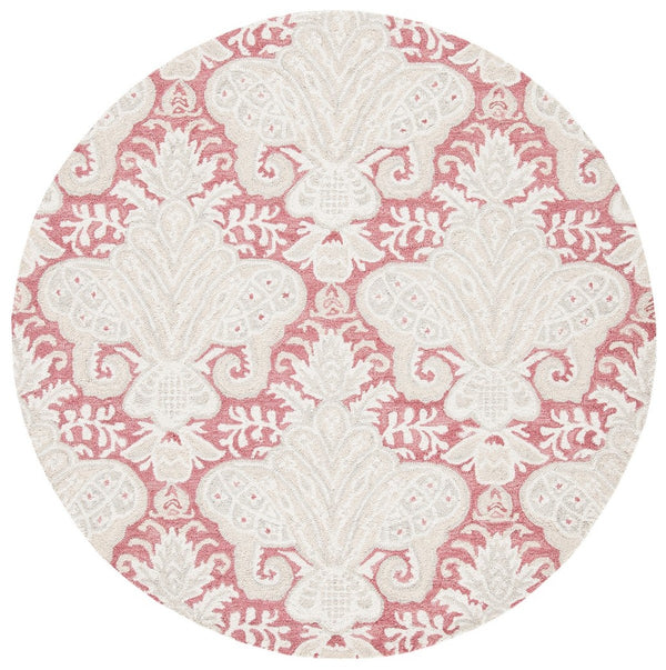 Micro-Loop 539 Contemporary Hand Tufted 100% Wool Pile Rug Pink / Beige