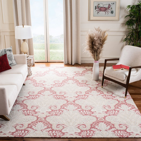 Micro-Loop 539 Contemporary Hand Tufted 100% Wool Pile Rug Pink / Beige