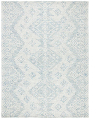 Micro-Loop 951  Hand Tufted 100% Fine Indian Wool Pile Rug Ivory / Blue