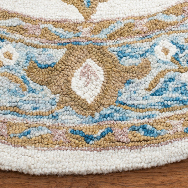Micro-Loop 953  Hand Tufted 100% Fine Indian Wool Pile Rug Ivory / Blue