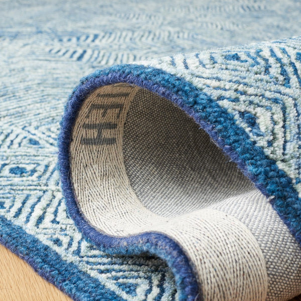 Micro-Loop 975 Contemporary Hand Tufted 80% Wool, 20% Cotton Rug Navy