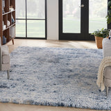 Nourison Luxurious Shag LXR06 Modern & Contemporary Machine Made Power-loomed Indoor only Area Rug Light Blue 6'7" x 9'2" 99446009623