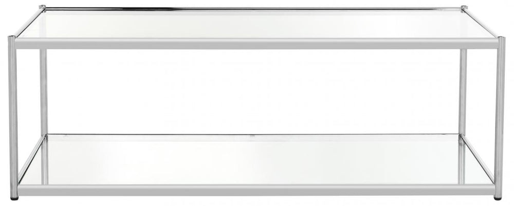 Safavieh Zola Coffee Table Glass Chrome Metal Plating Iron Tube MMT6000A 889048253209