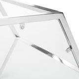 Safavieh Teagan End Table Glass Chrome Metal Plating Iron Tube MMT6002A 889048253230