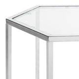 Safavieh Teagan End Table Glass Chrome Metal Plating Iron Tube MMT6002A 889048253230