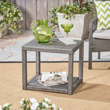 Noble House Boracay Outdoor Grey Wicker Accent Table