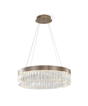 Bethel Gold LED Chandelier in Stainless Steel & Crystal