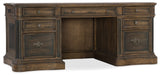 Hooker Furniture Hill Country Traditional-Formal St. Hedwig Executive Desk in Hardwood and Poplar Solids with White Oak and Walnut Veneers with High Quality Bonded Leather and Resin 5960-10563-MULTI