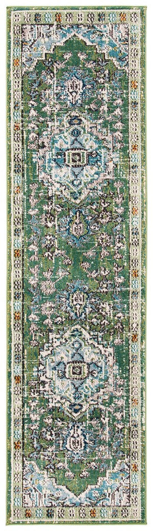 Monaco 207 Traditional Power Loomed 100% Polypropylene Friese Rug Green / Turquoise
