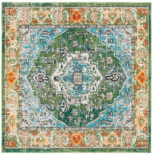 Monaco 207 Traditional Power Loomed 100% Polypropylene Friese Rug Green / Turquoise