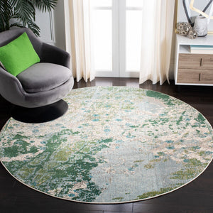 Monaco 219 Contemporary Power Loomed 100% Polypropylene Friese Rug Green / Turquoise