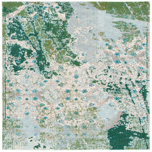 Monaco 219 Contemporary Power Loomed 100% Polypropylene Friese Rug Green / Turquoise