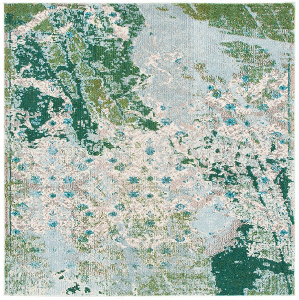 Monaco 219 Contemporary Power Loomed 100% Polypropylene Friese Rug Green / Turquoise