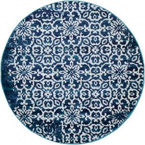 Monte Carlo MNC-2303 Traditional Polypropylene Rug MNC2303-53RD Sky Blue, Navy, White, Light Gray 100% Polypropylene 5'3" Round
