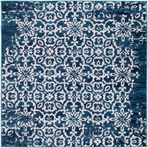 Monte Carlo MNC-2303 Traditional Polypropylene Rug MNC2303-53SQ Sky Blue, Navy, White, Light Gray 100% Polypropylene 5'3" Square