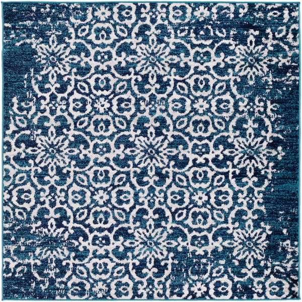 Monte Carlo MNC-2303 Traditional Polypropylene Rug MNC2303-53SQ Sky Blue, Navy, White, Light Gray 100% Polypropylene 5'3" Square