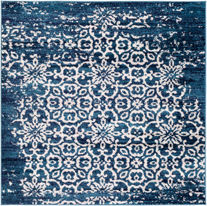 Monte Carlo MNC-2303 Traditional Polypropylene Rug MNC2303-67SQ Sky Blue, Navy, White, Light Gray 100% Polypropylene 6'7" Square