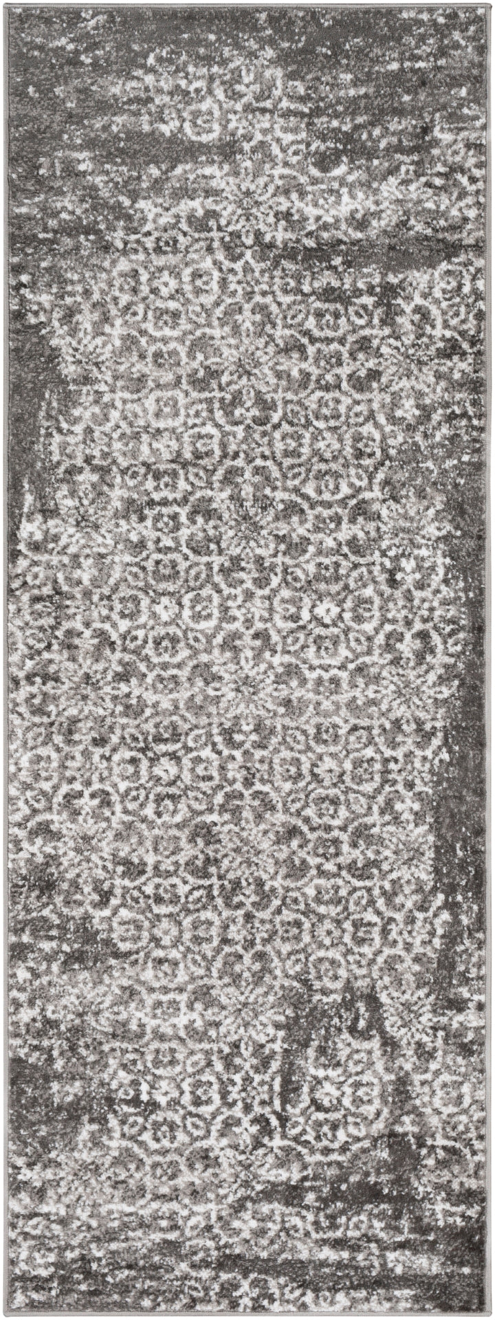 Monte Carlo MNC-2305 Traditional Polypropylene Rug MNC2305-2773 Charcoal, Light Gray, White 100% Polypropylene 2'7" x 7'3"
