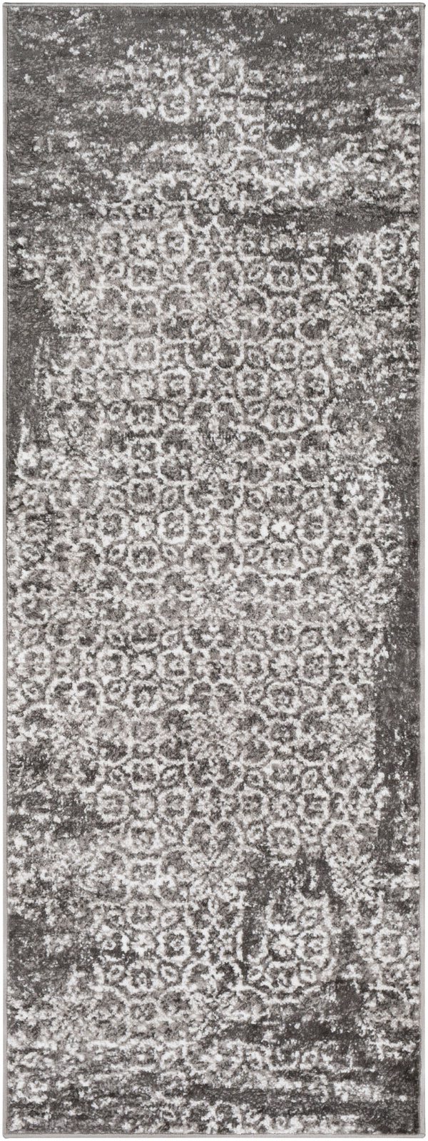 Monte Carlo MNC-2305 Traditional Polypropylene Rug MNC2305-2773 Charcoal, Light Gray, White 100% Polypropylene 2'7" x 7'3"