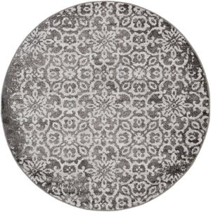 Monte Carlo MNC-2305 Traditional Polypropylene Rug MNC2305-53RD Charcoal, Light Gray, White 100% Polypropylene 5'3" Round
