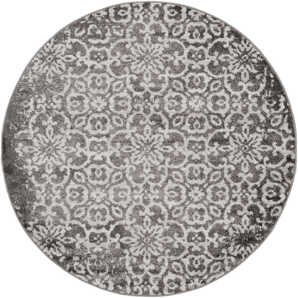 Monte Carlo MNC-2305 Traditional Polypropylene Rug MNC2305-53RD Charcoal, Light Gray, White 100% Polypropylene 5'3" Round