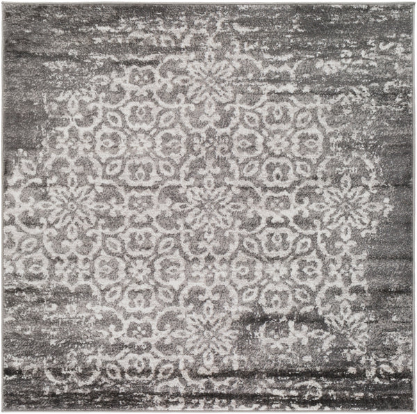 Monte Carlo MNC-2305 Traditional Polypropylene Rug MNC2305-53SQ Charcoal, Light Gray, White 100% Polypropylene 5'3" Square