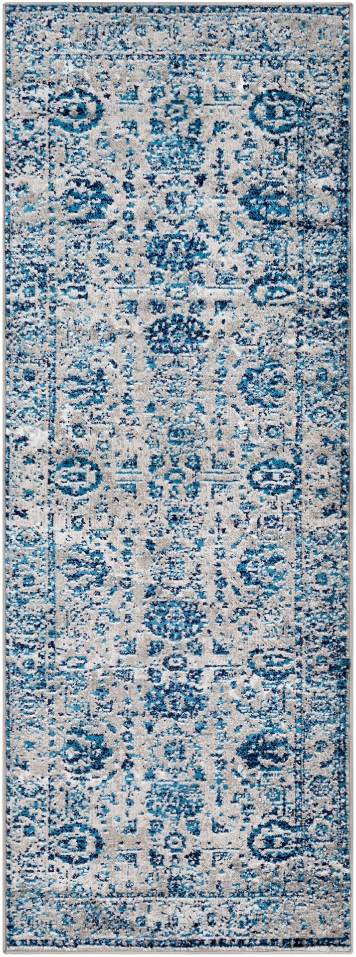 Monte Carlo MNC-2310 Traditional Polypropylene Rug MNC2310-2773 Light Gray, Sky Blue, Navy, White 100% Polypropylene 2'7" x 7'3"