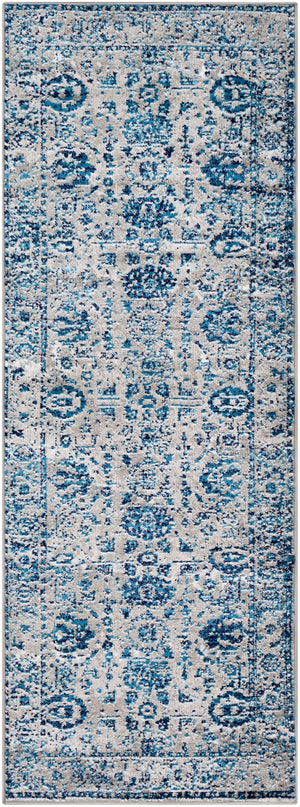 Monte Carlo MNC-2310 Traditional Polypropylene Rug MNC2310-2773 Light Gray, Sky Blue, Navy, White 100% Polypropylene 2'7" x 7'3"