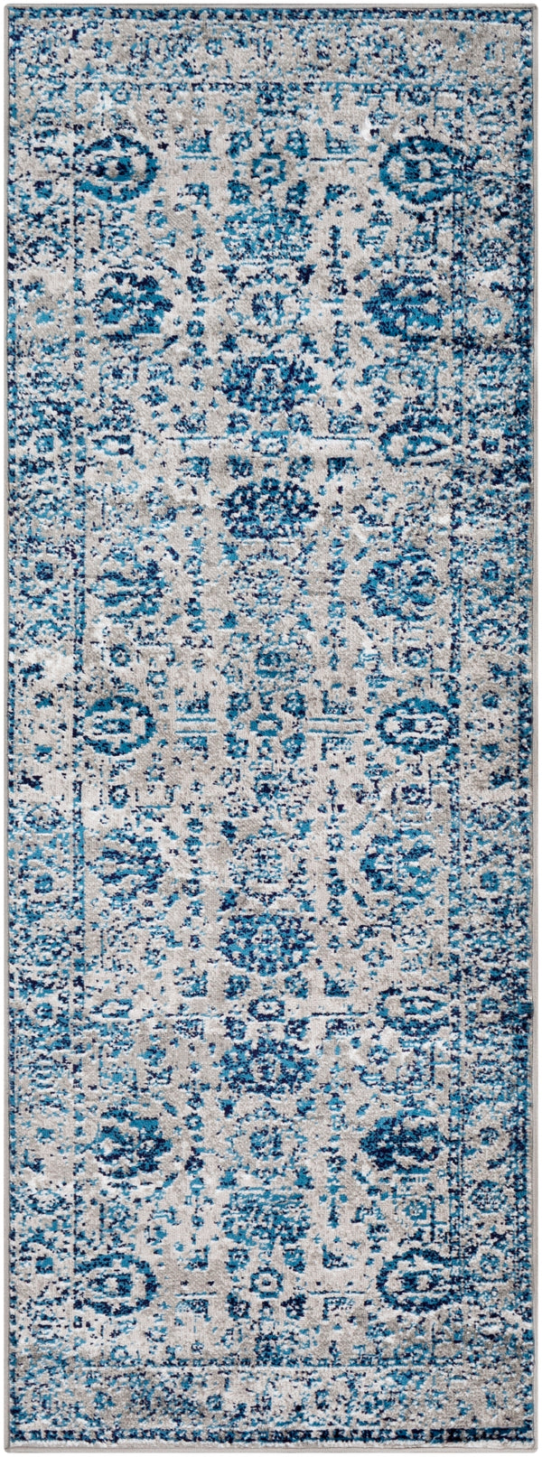 Monte Carlo MNC-2310 Traditional Polypropylene Rug MNC2310-2773 Light Gray, Sky Blue, Navy, White 100% Polypropylene 2'7" x 7'3"