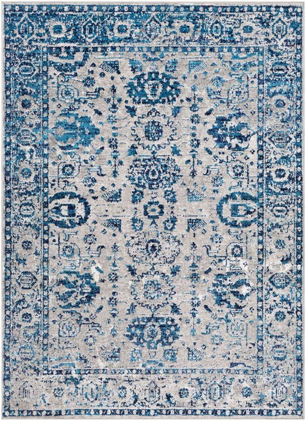 Monte Carlo MNC-2310 Traditional Polypropylene Rug MNC2310-9312 Light Gray, Sky Blue, Navy, White 100% Polypropylene 8'10" x 12'