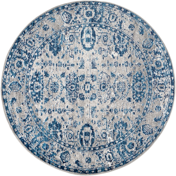 Monte Carlo MNC-2310 Traditional Polypropylene Rug MNC2310-53RD Light Gray, Sky Blue, Navy, White 100% Polypropylene 5'3" Round