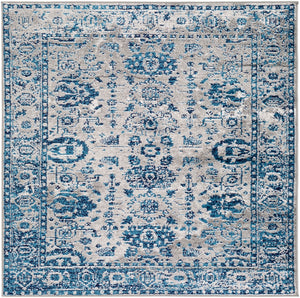 Monte Carlo MNC-2310 Traditional Polypropylene Rug MNC2310-53SQ Light Gray, Sky Blue, Navy, White 100% Polypropylene 5'3" Square
