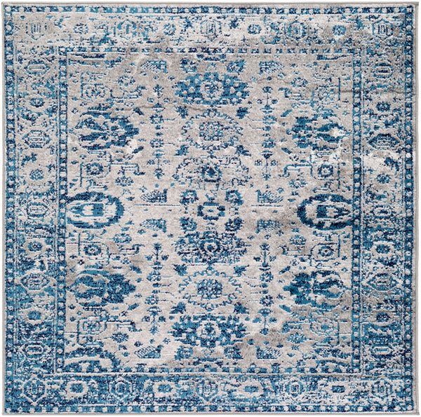 Monte Carlo MNC-2310 Traditional Polypropylene Rug MNC2310-53SQ Light Gray, Sky Blue, Navy, White 100% Polypropylene 5'3" Square